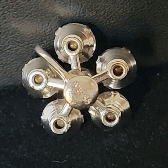 Vintage Weiss Screw Back Rhinestone Cluster Earrings Silver Tone Floral Design - Picture 7 of 9